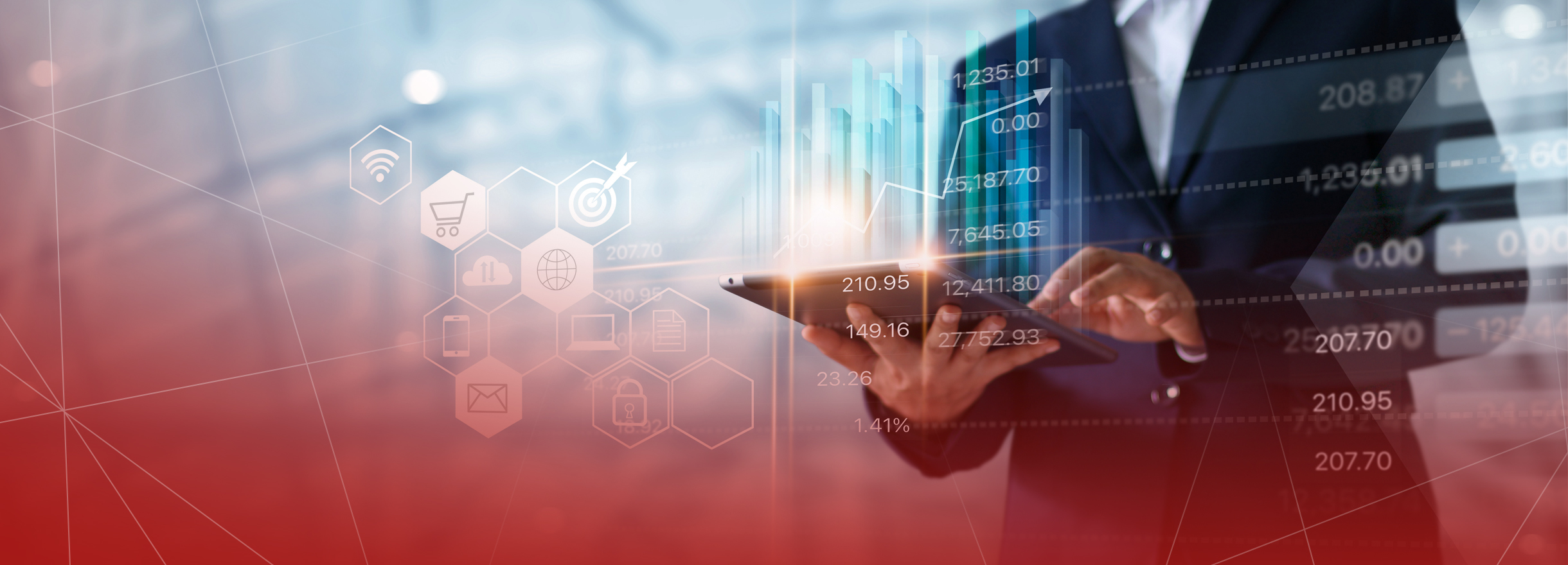 Businessman,Using,Tablet,Analyzing,Sales,Data,And,Economic,Growth,Graph